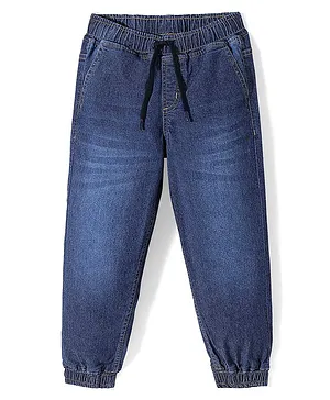 Pine Kids Cotton Blend Woven Full Length Solid Color Denim Jeans - Dark Blue