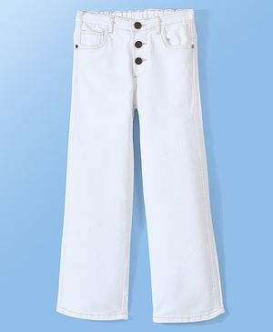 Pine Kids Denim Woven Washed  Ankle Length Jeans - White