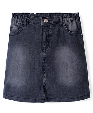 Pine Kids Denim Woven Washed Above Knee Length Skirt - Black