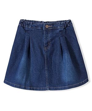 Pine Kids Denim Above Knee Length Washed Skirt - Navy Blue