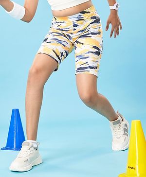 Pine Active Super Stretch Cycling Shorts Abstract Print-Yellow
