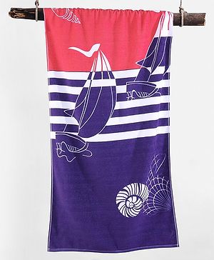 Pine Kids Cotton Woven Towel Boat  Print L 124.5 x B 61 cm - Multicolour