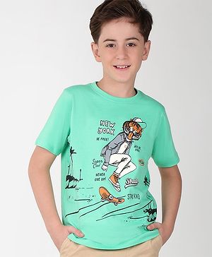 Pine Kids Cotton Half Sleeves T-Shirt Skating Print - Spring Bud