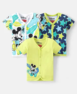 Babyhug Disney 100% Cotton Knit Half Sleeves Jhablas With Mickey Mouse Print Pack of 3 - Multicolour
