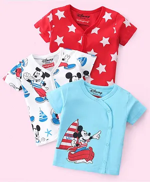 Babyhug 100%Cotton Half Sleeves Vests Pack of 3 - Multicolour