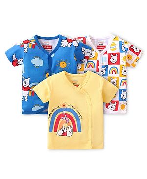 Babyhug Disney Cotton Interlock Half Sleeves Jhablas Winnie the Pooh Print Pack of 3 - Multicolour