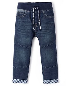 Babyhug Full Length Solid Color Denim Jeans With Stretch - Blue