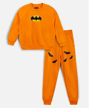 Nap Chief Warner Bros Featuring Full Sleeves Batman Printed Coordinating Pure Cotton Co Ord Set - Orange
