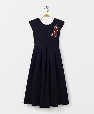 Babyhug Short Sleeves Party Wear Gown Sequined Design - Navy