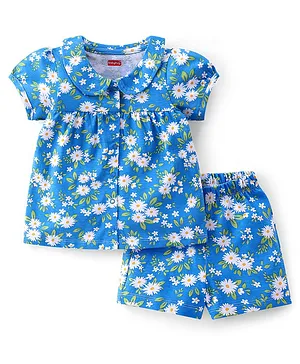 Buy Doodle Print Top & Capri Set in Sky Blue - 100% Cotton Online