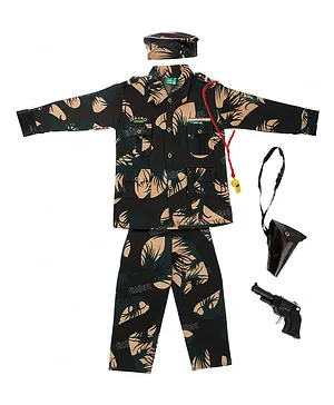 Fiddlerz Army Dress/Costume Fancy Dress| Indian Army Costume For Boy & Girls | National Soldier Costume Military Professional Dress with Accessories Age 12 to 13 (Size 34)