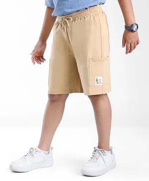 Arias Cotton Knit Stretch Looper  Shorts - Beige