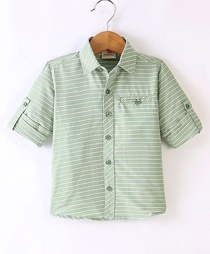 Rikidoos Full Sleeves Striped Shirt - Pista Green