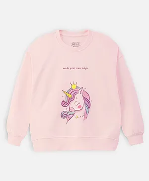 Nap Chief Pure Cotton Full Sleeves Unicorn Printed Sweatshirt - Pink