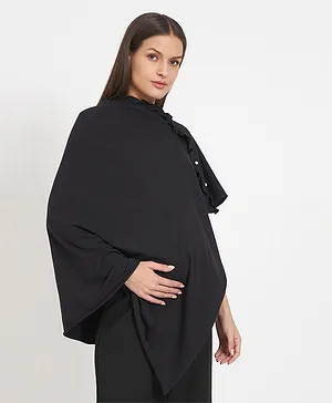 Aujjessa Half Sleeves Frill Detailed Maternity Feeding Shrug - Black