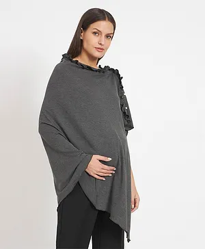 Aujjessa Half Sleeves Frill Detailed Maternity Feeding Shrug - Grey