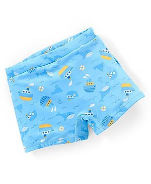 Babyhug Swimming Trunk Boat Theme Print- Blue