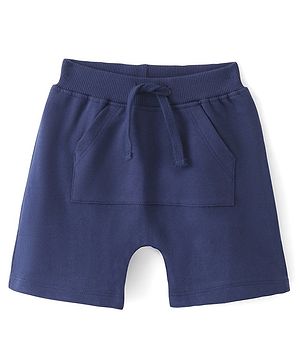 Babyhug Cotton Looper Knit Shorts  with Crab Patch - Navy