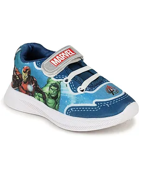 Toothless Marvel Avengers Featuring Super Heroes Printed Velcro Closure Shoes - Teal Blue