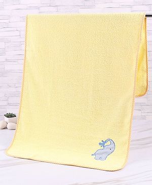 Babyhug Woven Terry Bath Towel with Elephant Embroidery L 100 x B 50 cm - White