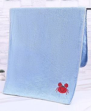 Babyhug Woven Terry Bath Towel With Crab Embroidery L 100 x B 50 cm - White