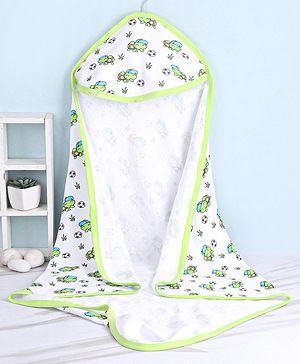 Babyhug Terry Knit Hooded Bath Towel with Animal Print L 76 x B 76 cm- White