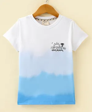Ollypop Cotton Sinker Half Sleeves Text Printed & Tie Dye T-Shirt - White