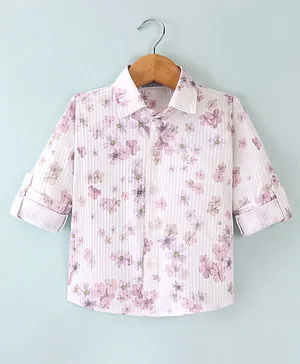 Dapper Dudes Full Sleeves Floral Printed Shirt - Pink