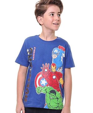 Pine Kids Marvel 100% Cotton Knit Half Sleeves T-Shirt Avengers Print - Navy Blue