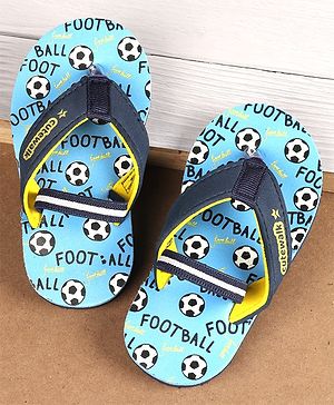 Cute Walk by Babyhug Flip Flops with Back Strap Football Print - Blue