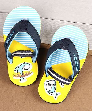 Cute Walk by Babyhug Flip Flops with Back Strap Whale Print - Blue