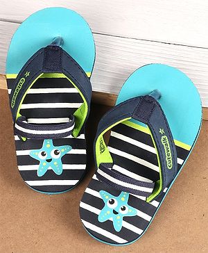 Cute Walk by Babyhug Flip Flops with Back Strap Star Fish Print - Blue