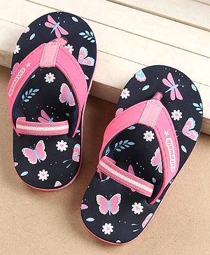 Cute Walk by Babyhug Flip Flops with Back Strap Butterfly Print - Blue