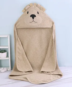 Babyhug Terry Towel With Hood Lion Print L 76.2 x B 76.2 cm - Brown