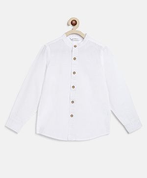 Campana 100% Cotton Full Sleeves Solid Shirt - White