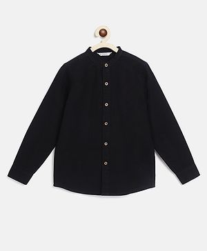 Campana 100% Cotton Full Sleeves Solid Shirt - Black