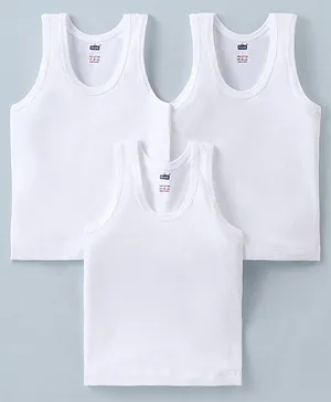Simply Sinker Sleeveless Vest Solid Colour Pack Of 3 - White