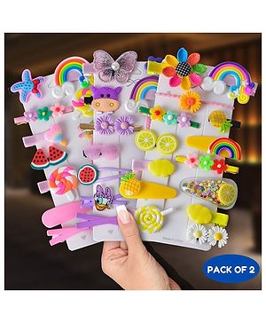 Puchku Unicorn Rainbow Flower Butterfly Hair Clip 14 Pins - (Multicolour Pack of 2)