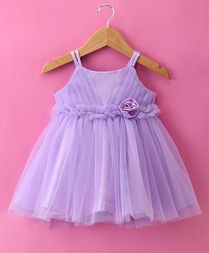 Babyhug Woven Sleeveless Singlet Sleeves  A Line Party Frock with Floral Applique -