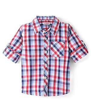 Babyhug 100% Cotton Woven Full Sleeves Checked Shirt - Multicolour