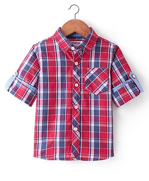 Babyhug Cotton Woven Full Sleeves Checked Shirt - Red