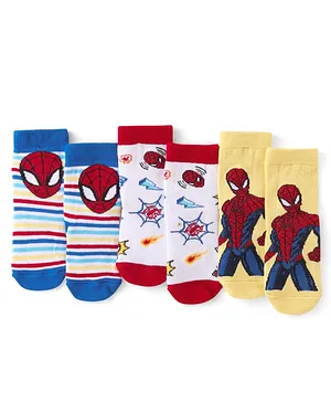 Cute Walk by Babyhug Marvel Anti-Bacterial Ankle Length Socks Spider Man Graphics Pack of 3- Multicolour