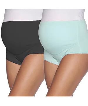 The Mom Store Solid Over Belly Support Panties - Blue & Black
