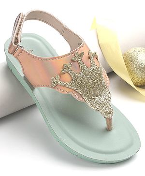 Pine Kids Sandals with Velcro Closure & Crown Detailing  - Blue