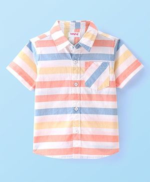 Babyhug Cotton Woven Half Sleeves Striped Shirt - Multicolor