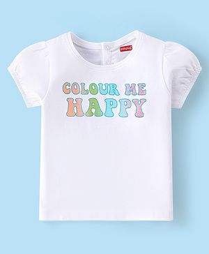 Babyhug 100% Cotton Knit Half Sleeves T-Shirt with Text print - White