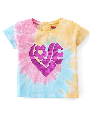 Babyhug Cotton Half Sleeves Tie and Dye T-Shirt With Foil Text Print - Multicolor