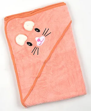 Moms Home Baby  Hooded Bath Towel - Peach - 0-2 Years - 80x80 Cms