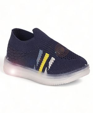 Lil Lollipop Mesh Design Slip On LED Shoes - Navy Blue