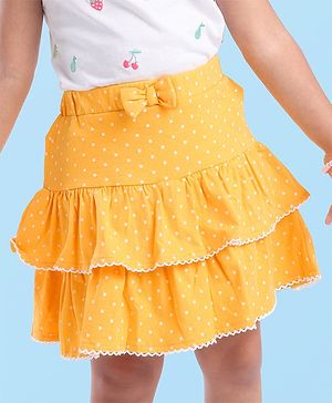 Babyhug Single Jersey Knit Mid Thigh Length  Skirts with Polka Dot Print -  Yellow